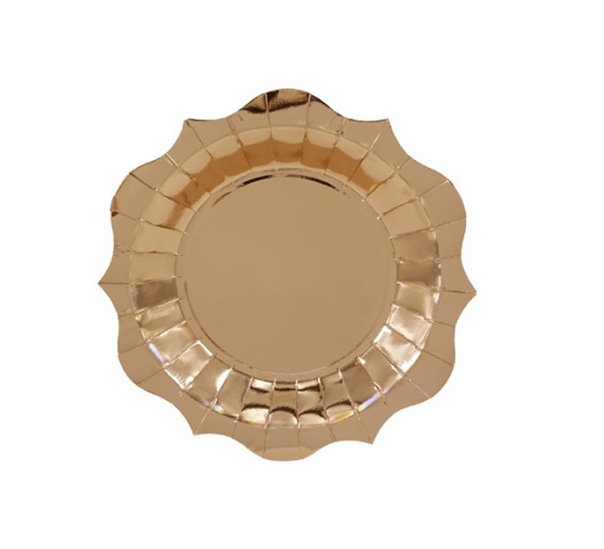 Pack of 6 pink gold Princess plates of 18x18 cm Pack of 6 pink gold Princess plates of 18x18 cm