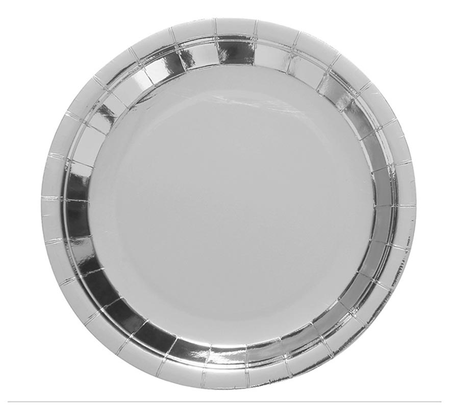Pack of 6 Silver Plates of 23 cm