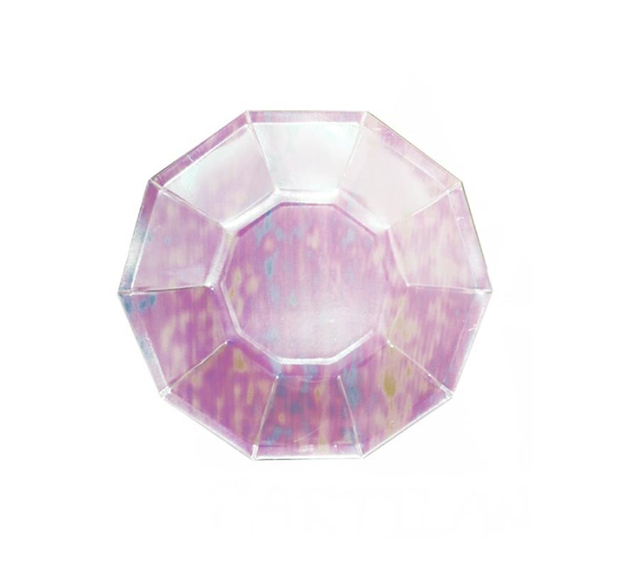 Pack of 6 pink holographic decagon plates of 18x18 cm