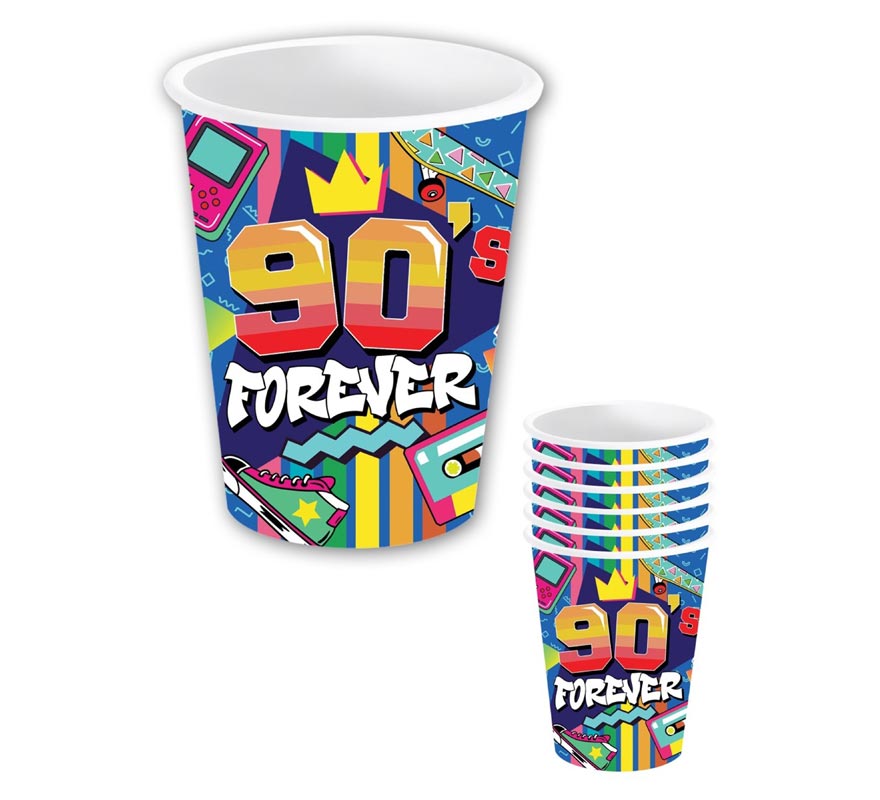 Pacote de 6 copos dos anos 90 de 240 ml