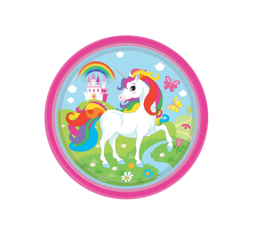 Pack of 8 23 cm Cardboard Unicorn Plates