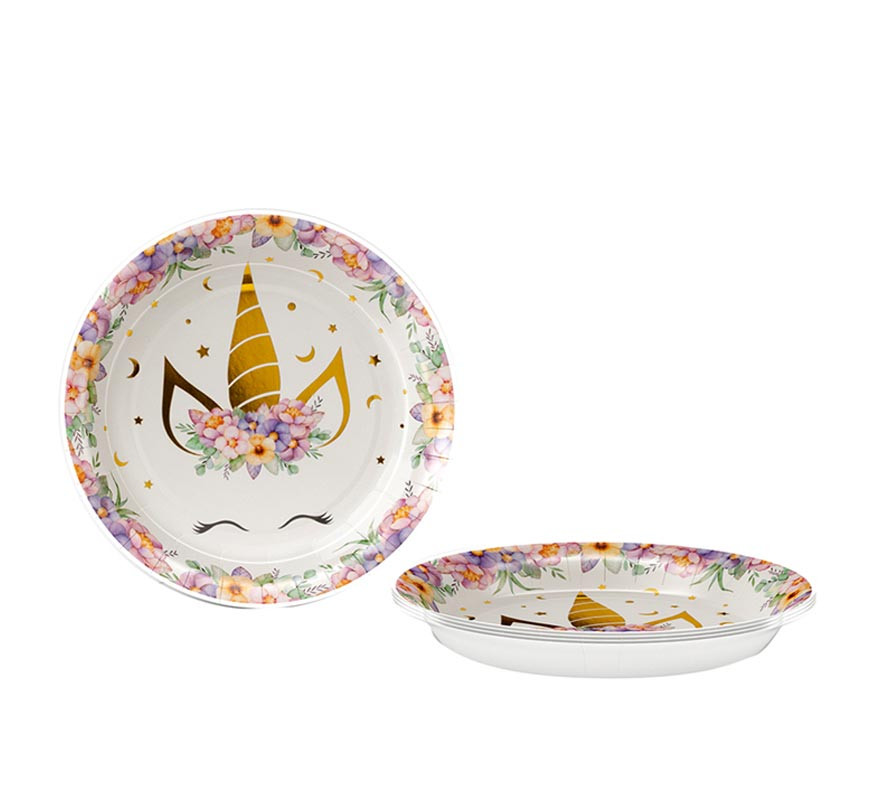 Pack of 8 23 cm Unicorn Plates