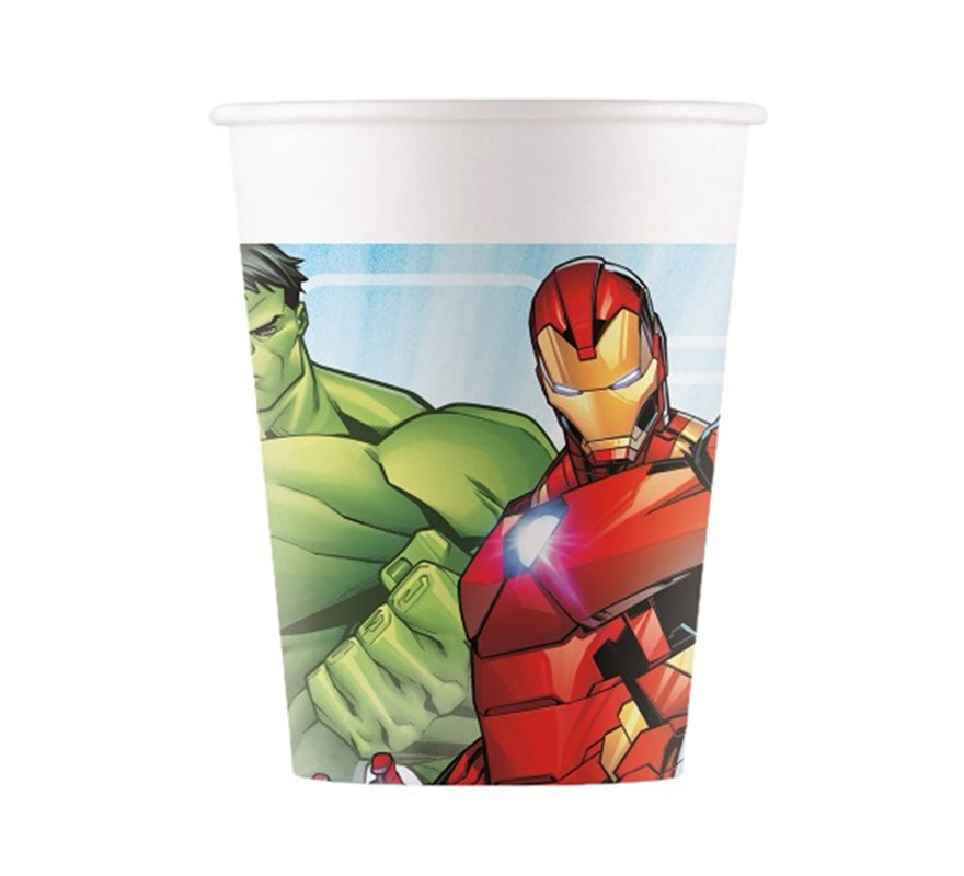 Pacote de 8 copos de papel dos Vingadores 200 ml Pacote de 8 copos de papel dos Vingadores 200 ml