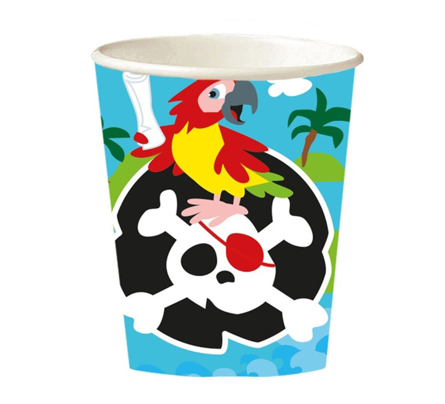 Embalagem de 8 copos piratas de papelão de 250 ml