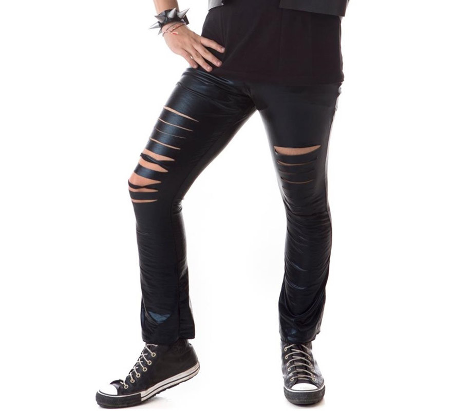 Black Punk Pants with Cuts for adults