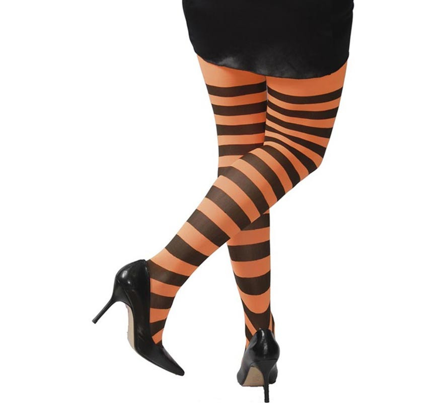 Meias listradas laranja e pretas