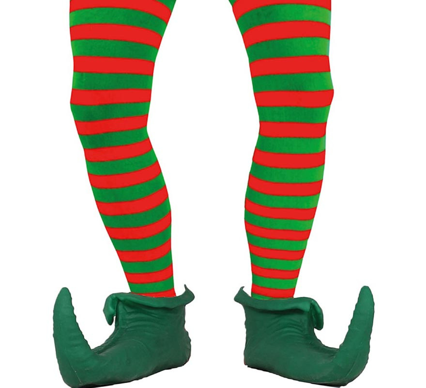 Red and Green Striped Christmas Elf Tights Adult