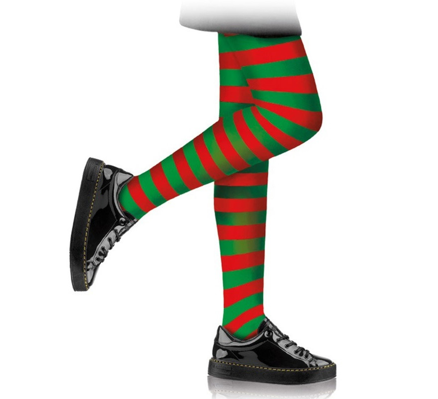 Red and Green Striped Children's Tights