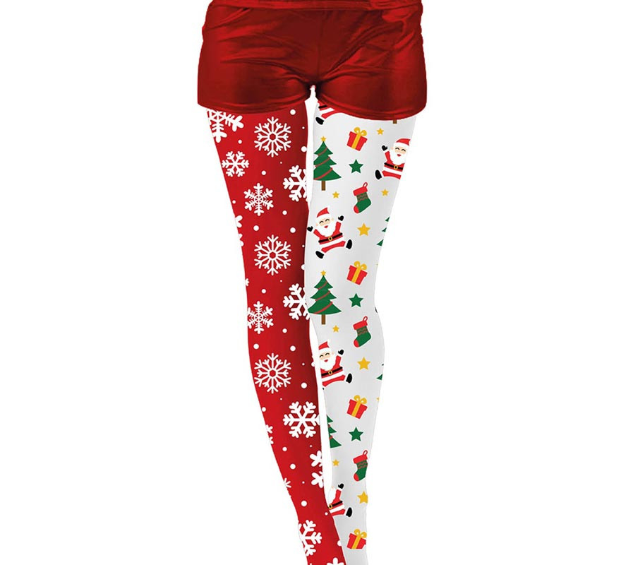 Meias de Natal com estampa dupla de flocos de neve e árvore adulta