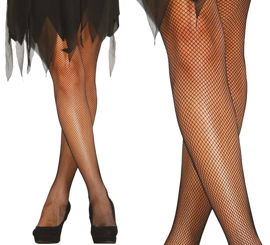 Women's Small Mesh Black Pantyhose