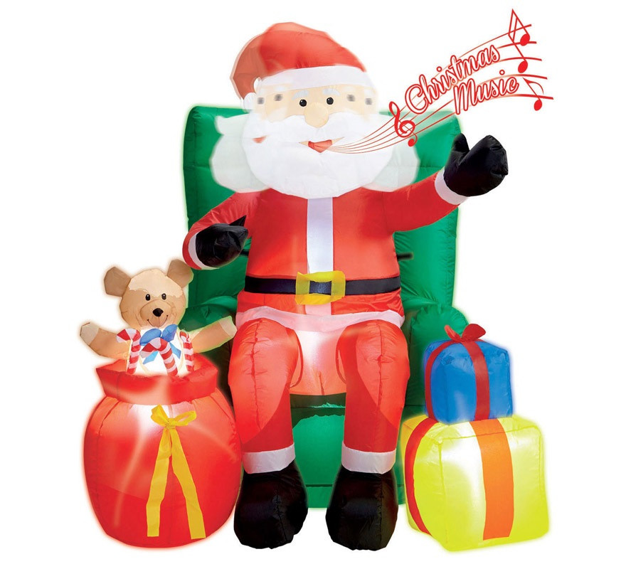Inflatable Santa Claus with Music, Light and Movement with 122 cm Fan
