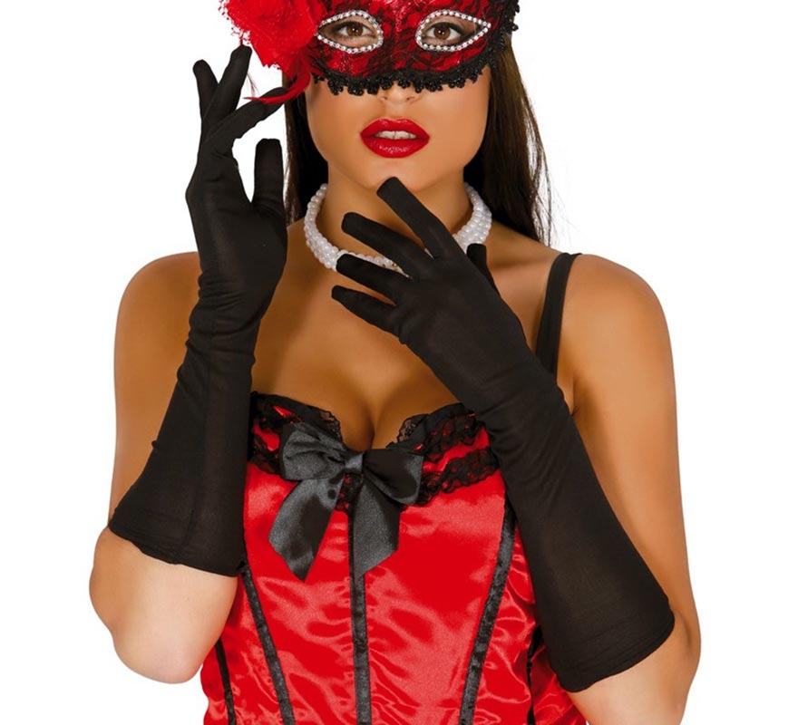 Pair of black gloves 45 cm.