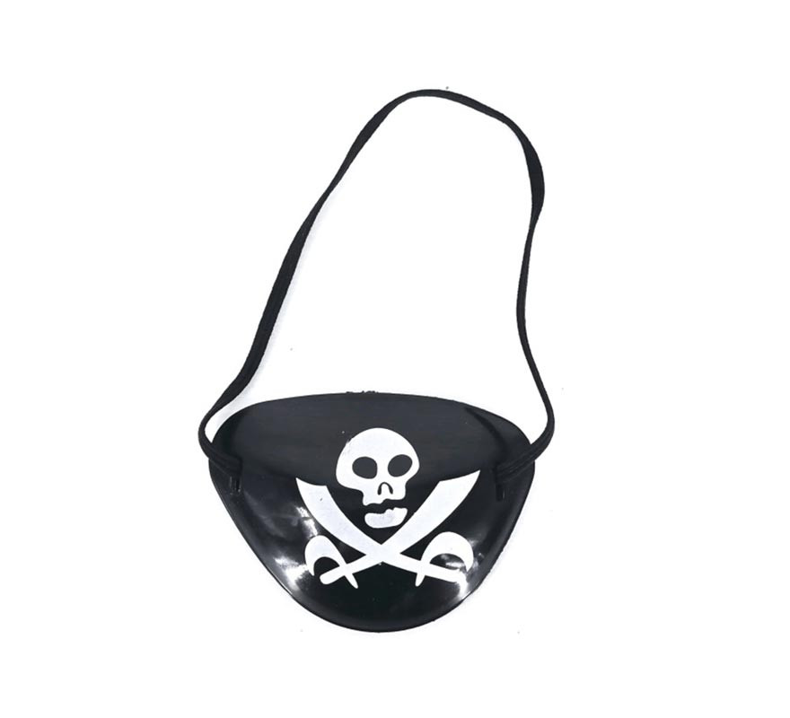 Black pirate patch with white skull