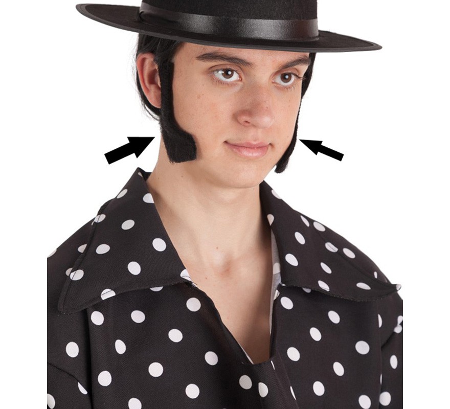 Long black sideburns