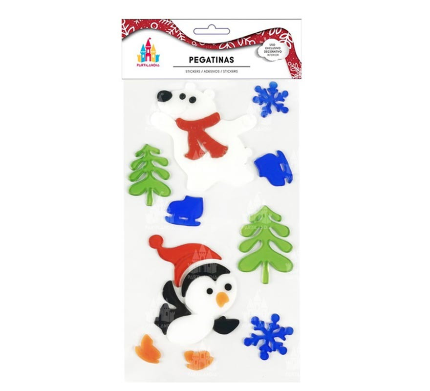 Christmas Gel Sticker Bear and Penguin 15X25 cm