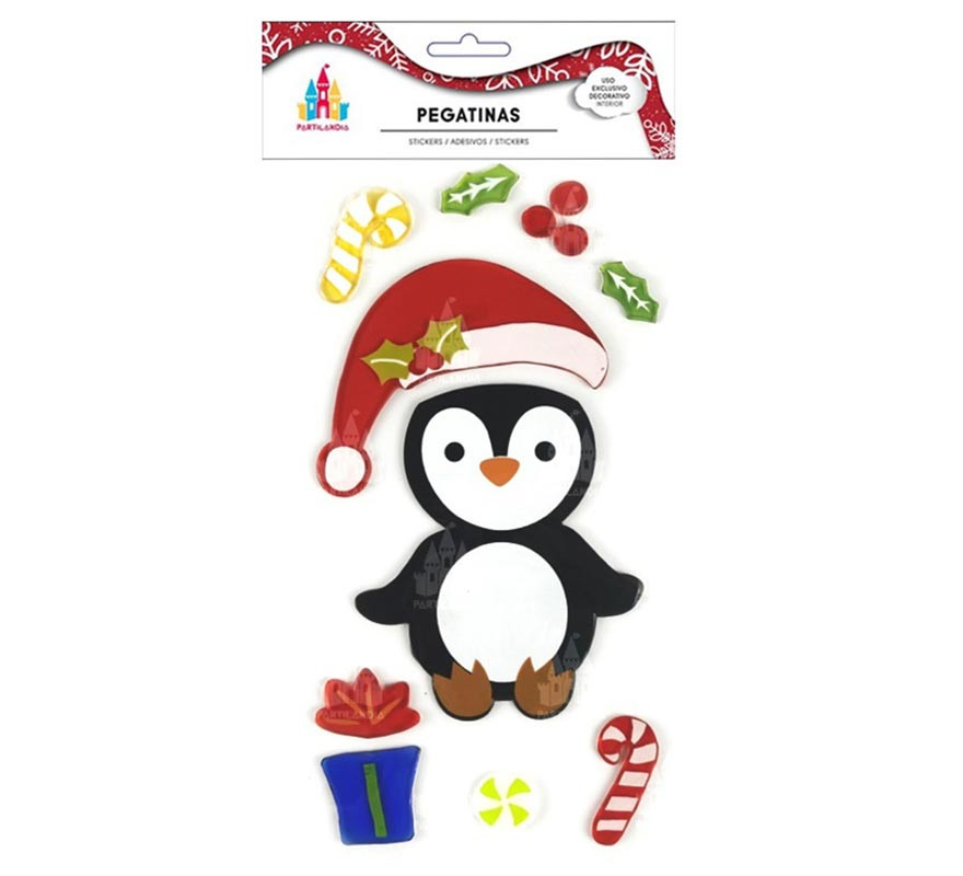 Adesivo de gel pinguim de Natal 15X25 cm