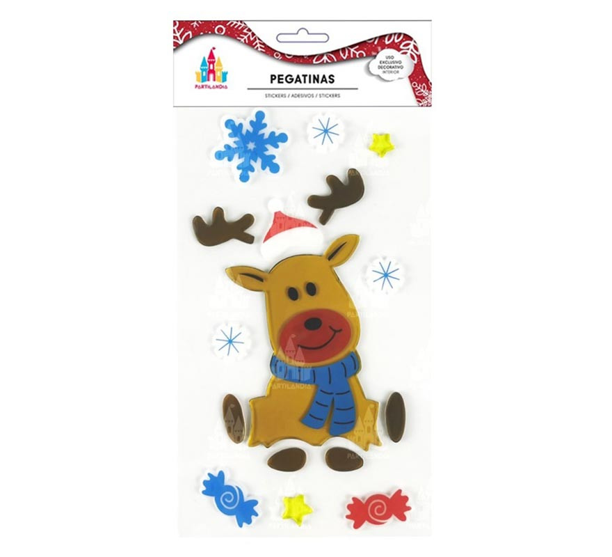 Adesivo de gel de Natal Rena Sentada 15X25 cm