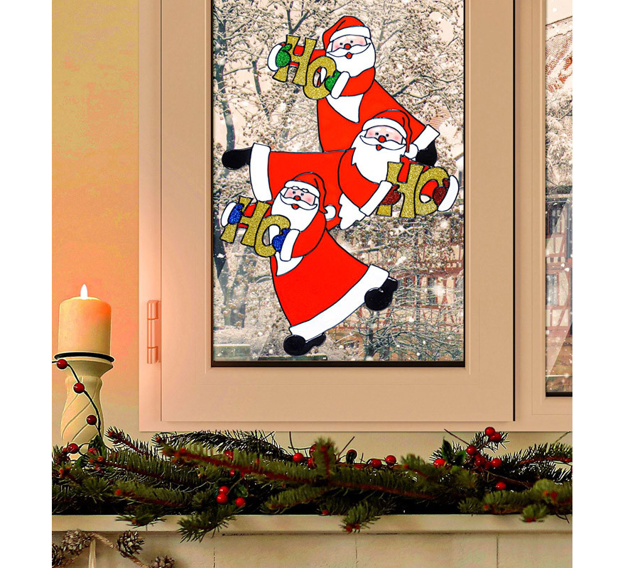40 cm Vertical Santa Claus Trio Window Sticker
