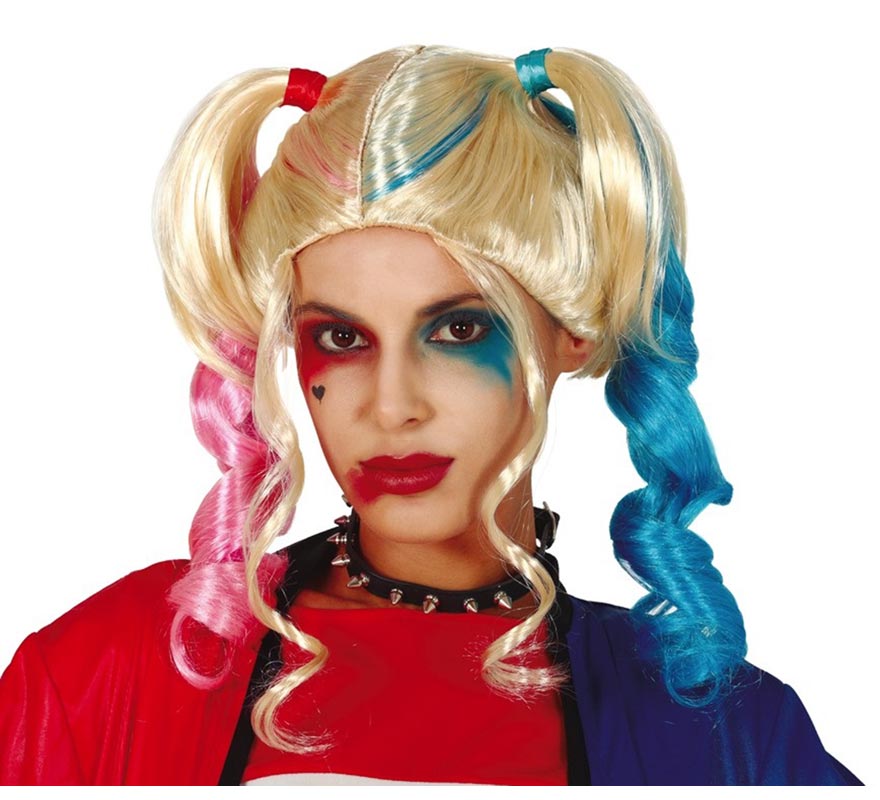 Wig with Colored Pigtails