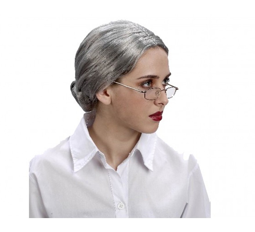 Old Woman Wig with Gray Bun
