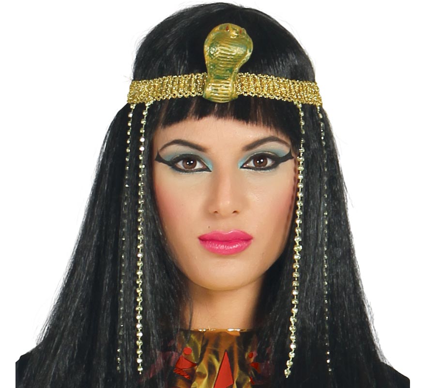 Peruca preta lisa egípcia