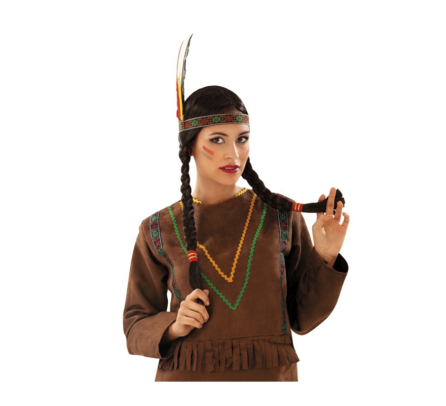 Peruca indiana com tranças