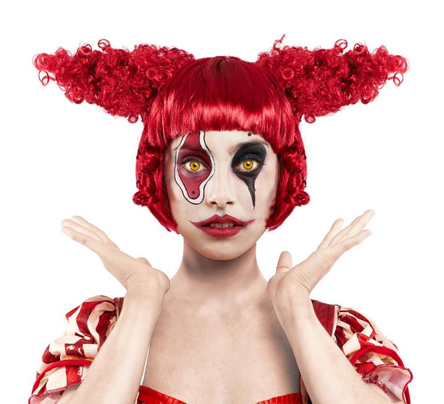 Adult Red Clown Buns Wig