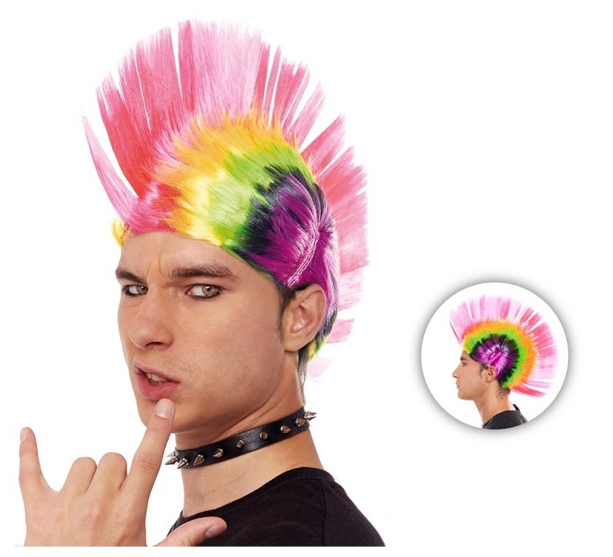 Peruca Punky Crest multicolorida