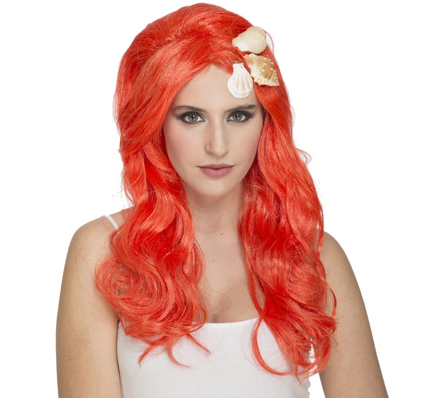 Orange Little Mermaid wig with seashells Orange Little Mermaid wig with seashells