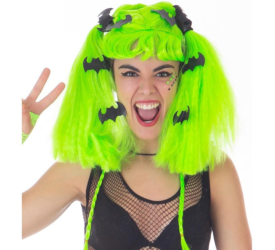 Vampire Wig with Adult Green Pigtails Vampire Wig with Adult Green Pigtails