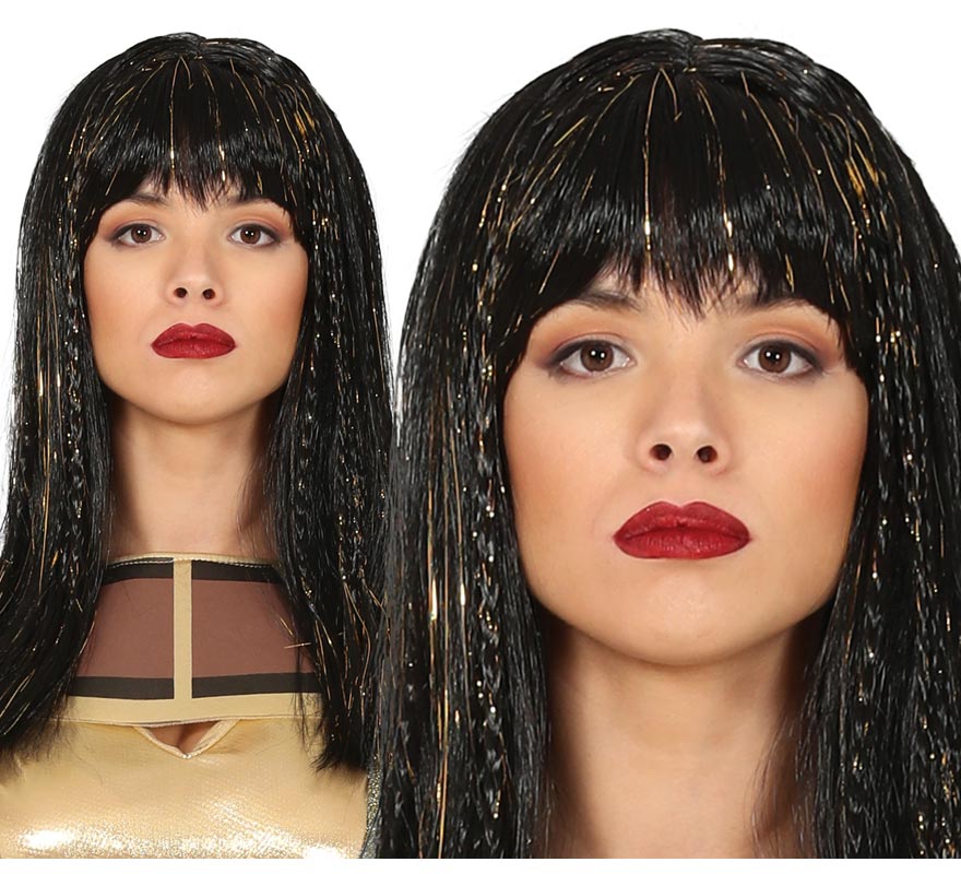 Black Egyptian Wig with Gold
