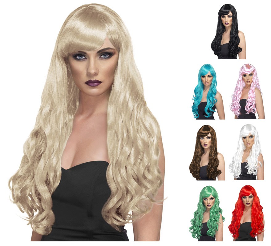 Long Desire style wig with curls and bangs in various colors