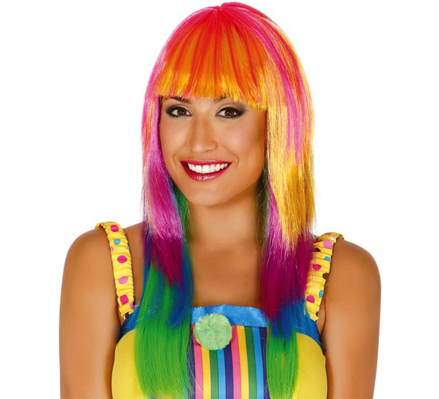 Long straight multicolor wig