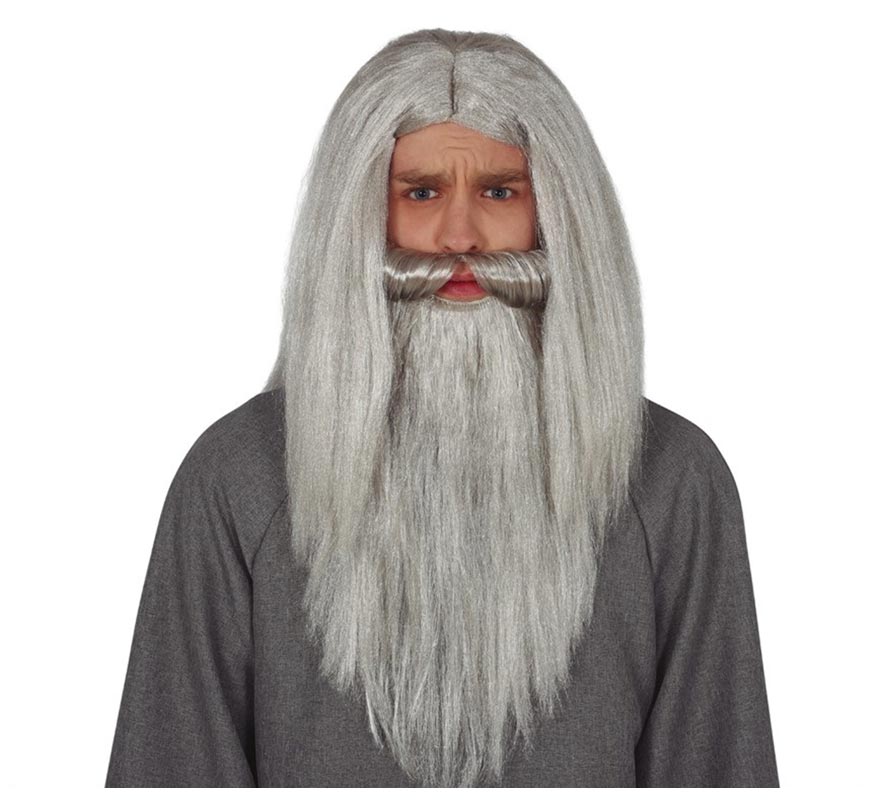 Magician Wig with Gray Hair and Beard Magician Wig with Gray Hair and Beard