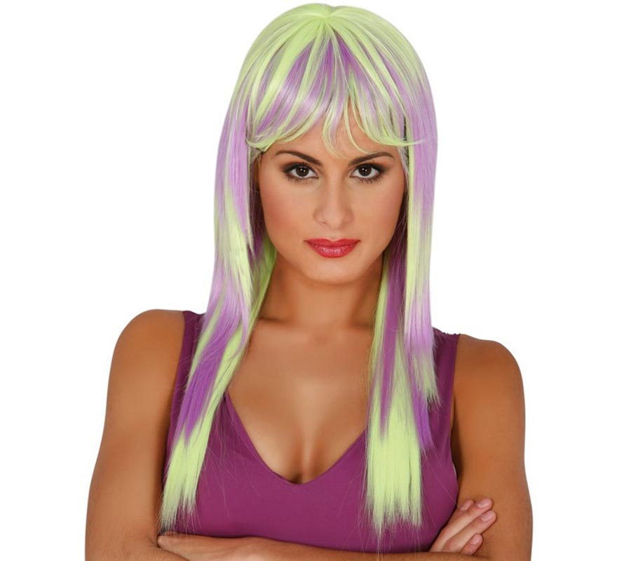 Long straight yellow and purple hair wig Long straight yellow and purple hair wig