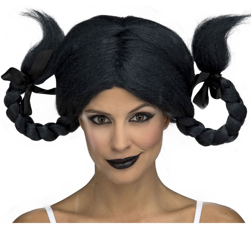 Cabeleira preta-azulada com tranças