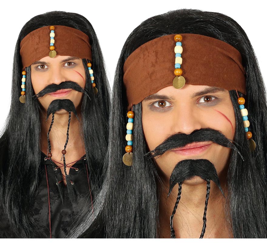 Peruca de pirata com lenço Peruca de pirata com lenço