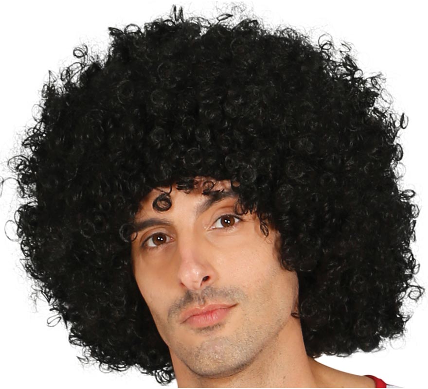 Peruca de cachos gigantes pretos