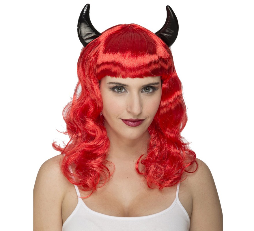Wavy Red Wig with Demon Horns Wavy Red Wig with Demon Horns