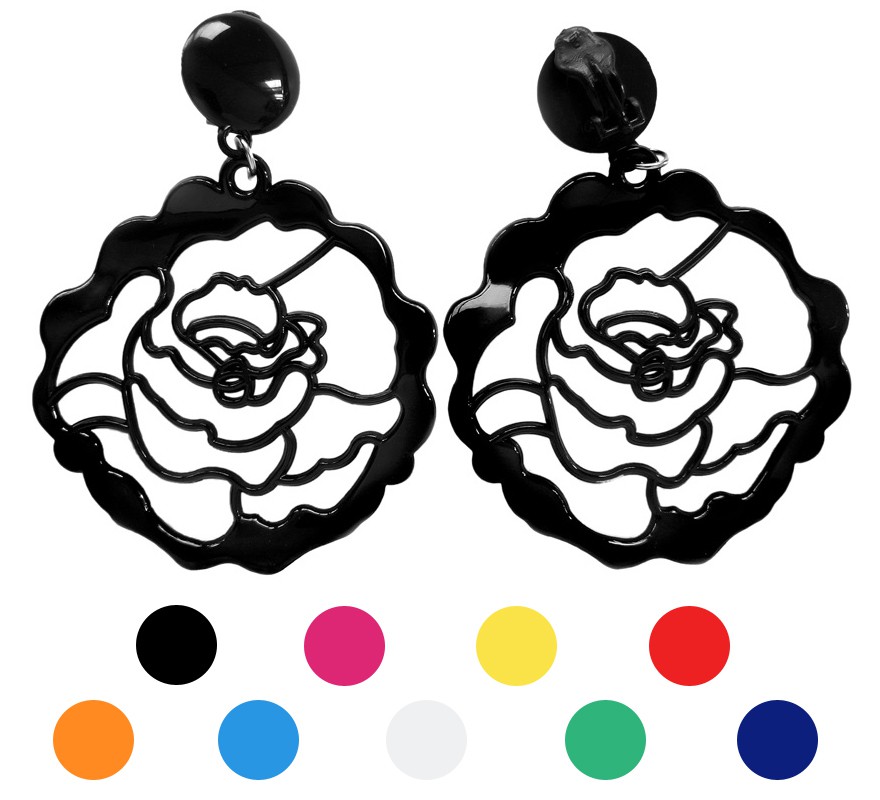 Flamenco Earrings in the shape of a Rose in various colors