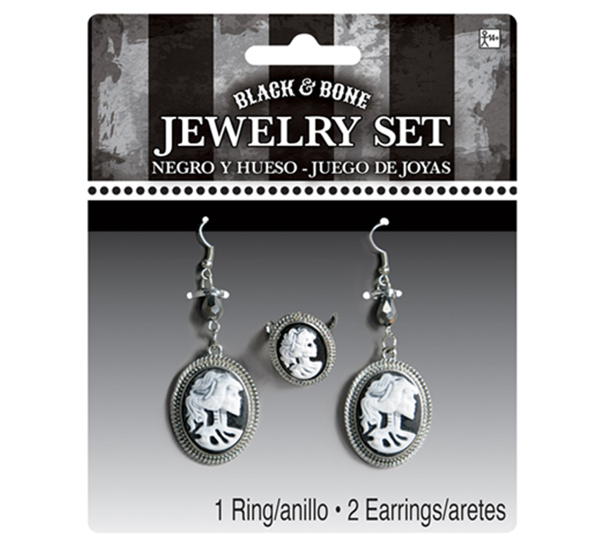 Gothic skull earrings and ring