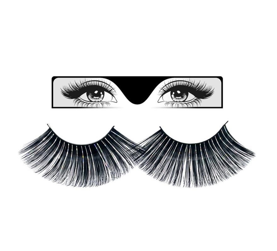 Long silver black eyelashes Long silver black eyelashes