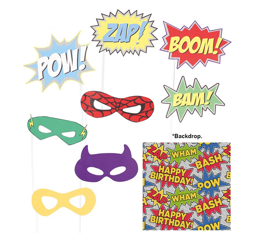 Photocall Superhero with 9 pieces and Background 75X75 cm Photocall Superhero with 9 pieces and Background 75X75 cm