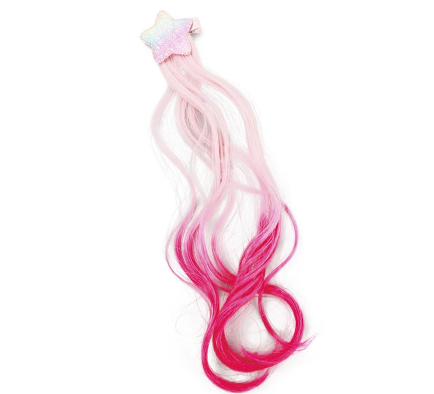 Clipe Estrellita com fios rosa e fúcsia Clipe Estrellita com fios rosa e fúcsia