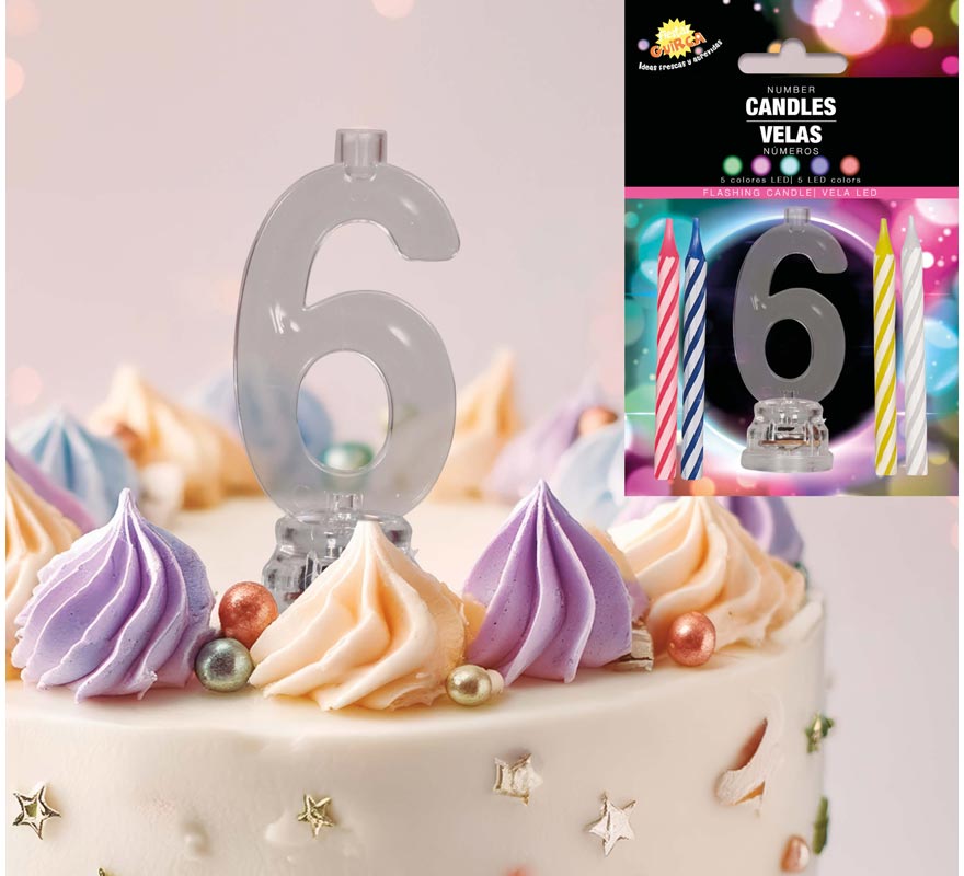 Castiçal Led nº 6 com 4 velas, 13 cm