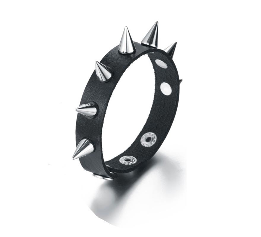Pulseira punk com pontas prateadas