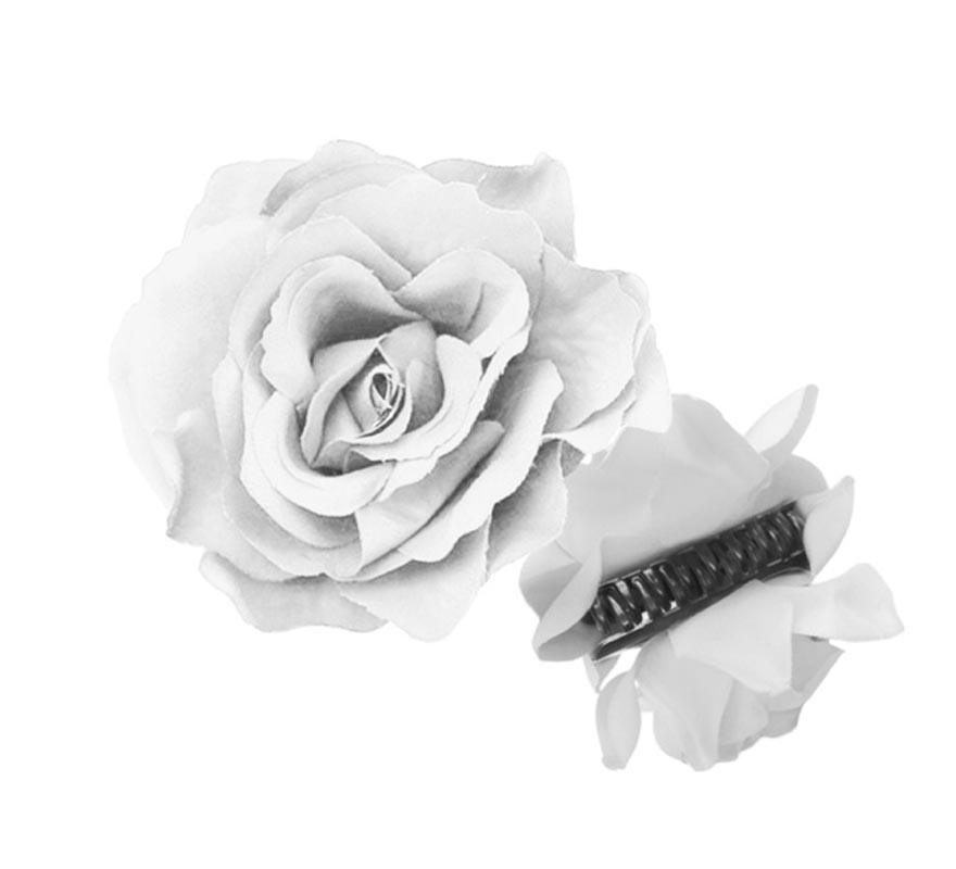 Large white Flamenco Rose with 15 cm clip