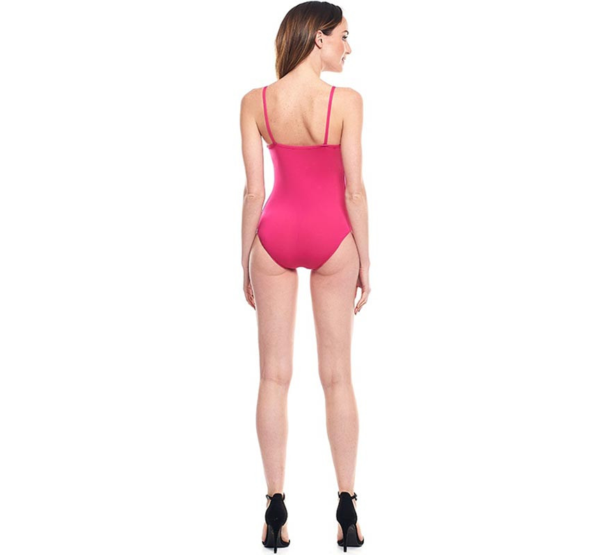 Body ou collant de malha com alças fúcsia para mulher-B