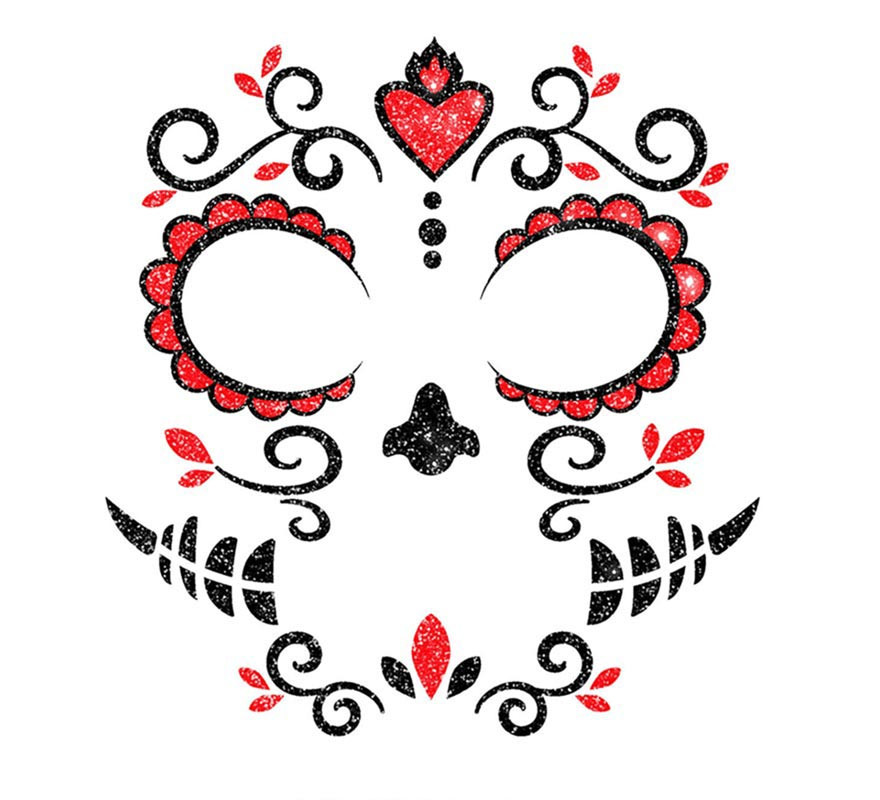 Red Catrina Facial Glitter 20x20 cm-B