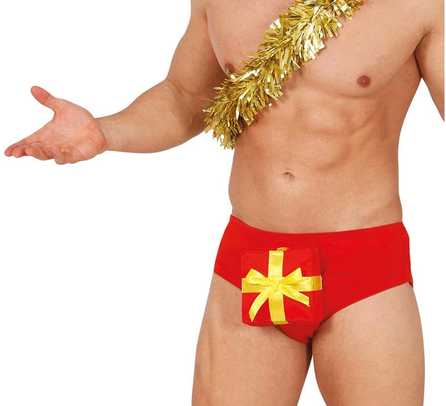 Cueca boxer vermelha para presente de Natal adulto-B